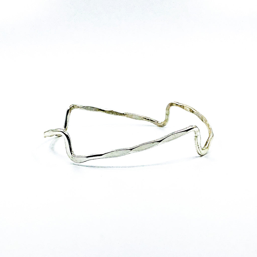 side view of Sterling Zig Zag Bangle by Judie Raiford
