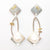 Sterling and 24k Square Tip Big White Pearl Earrings by Judie Raiford