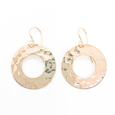 14k Gold Filled Ball Pein Hammered Donut Earrings by Judie Raiford