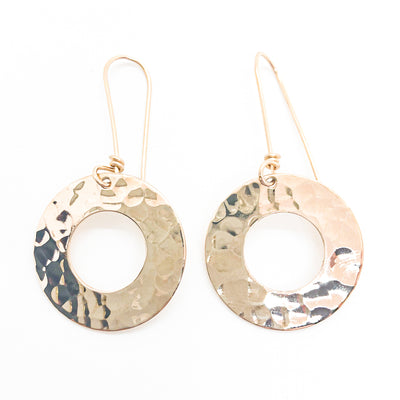 14k Gold Filled Ball Pein Donut Earrings on handmade wire by Judie Raiford