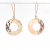 14k Gold Filled Ball Pein Donut Earrings on handmade wire by Judie Raiford hanging on wire