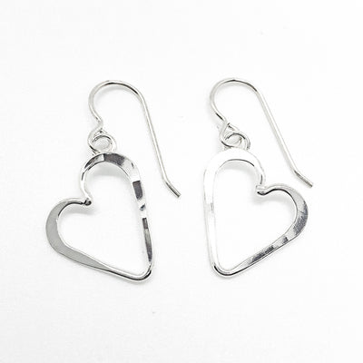 Small Sterling Silver Hammered Open Heart Earrings by Judie Raiford