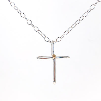 Sterling Cross with 14k Gold Ball