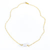 Flat Lay view of White Baroque Pearl on 14k Gold  Filled Chain Necklace by Judie Raiford
