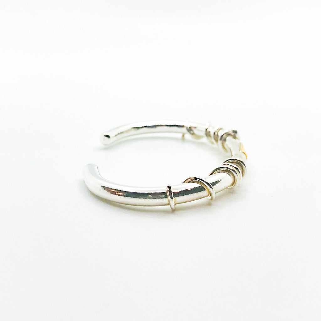 Sterling and 24k Wrapped Unhinged Cuff