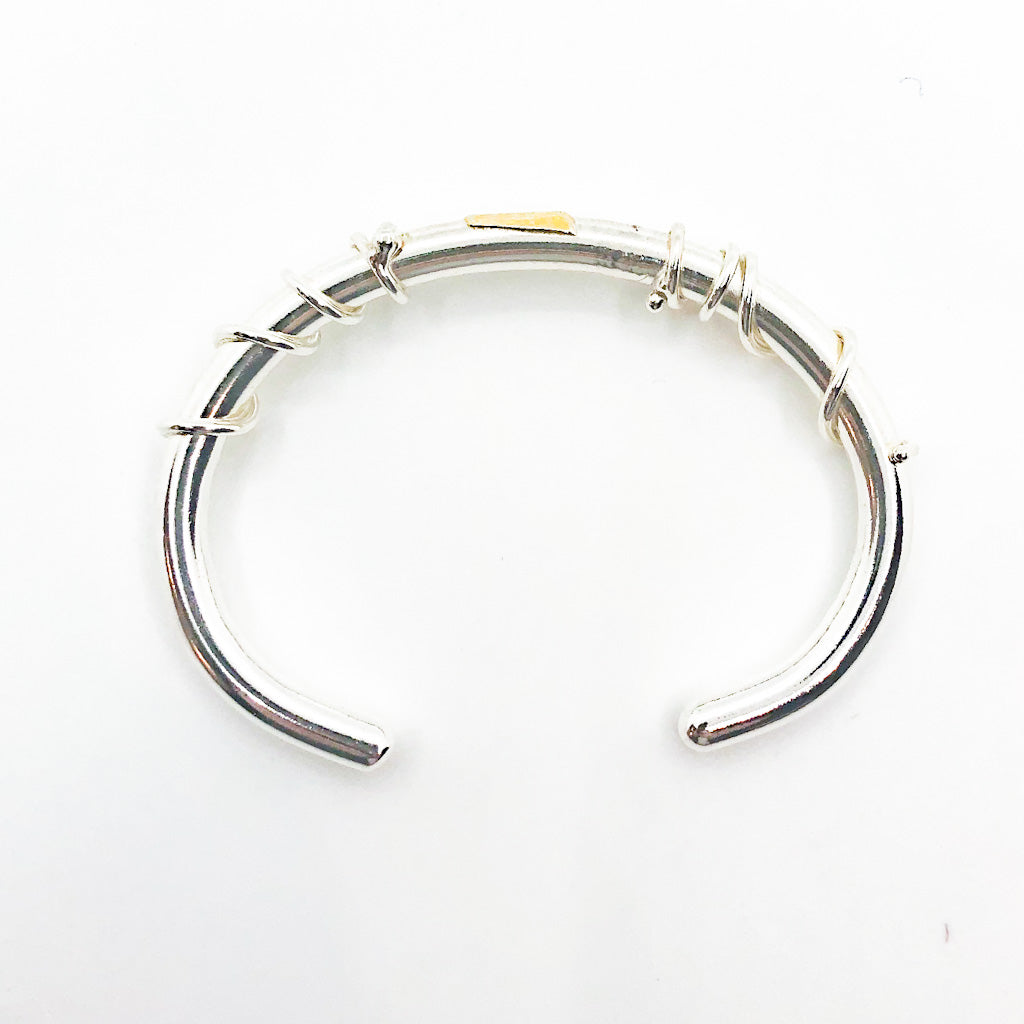 Sterling and 24k Wrapped Unhinged Cuff