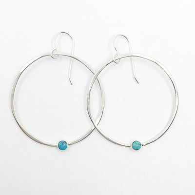 Sterling Orbit Earrings with turquoise by Judie Raiford