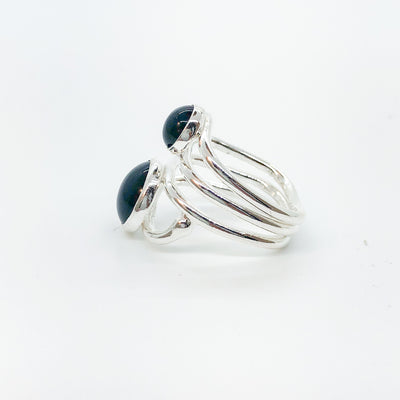 left side view of Sterling Wrap Ring with Black Onyx by Judie Raiford