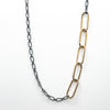 detail view of 30" 14k Gold Filled Oval Links on Oxidized Sterling Chain Necklace by Judie Raiford
