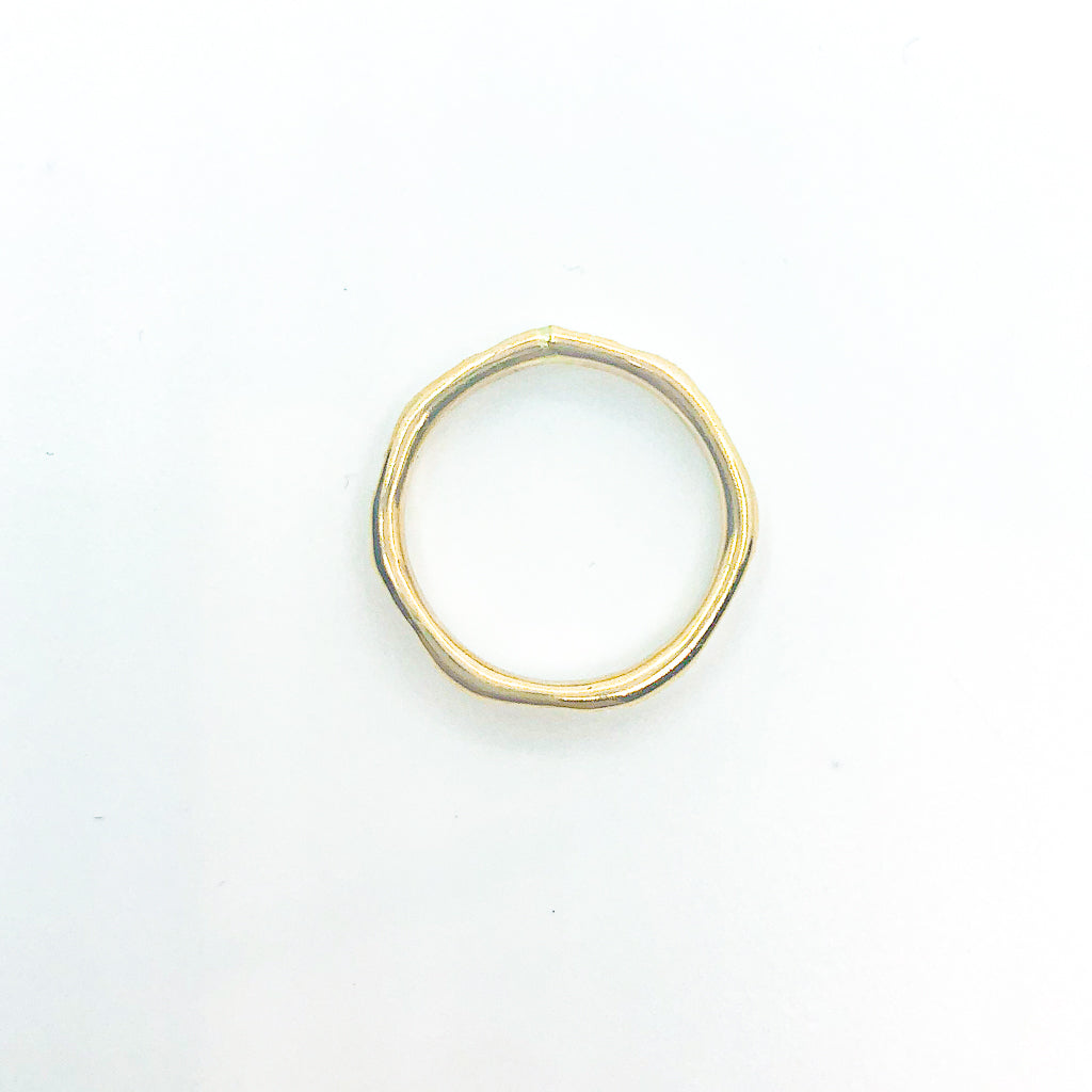 over top view of 14k Gold Filled Hammered Stack Ring by Judie Raiford