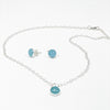Aquamarine Cabochon Stud Earrings and Necklace by Judie Raiford