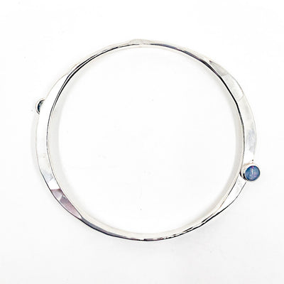 Sterling Naught Bangle with Opal  Cabochons by Judie Raiford