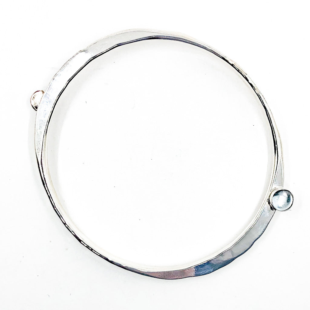Sterling Naught Bangle with Blue Topaz Cabochons by Judie Raiford