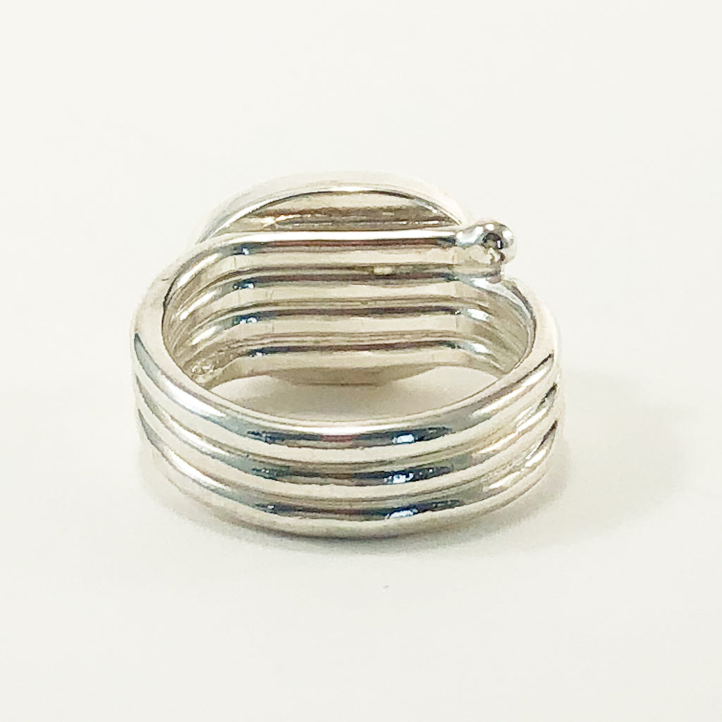 Sterling Solid Wrap Ring with Rose cut Dark Amethyst