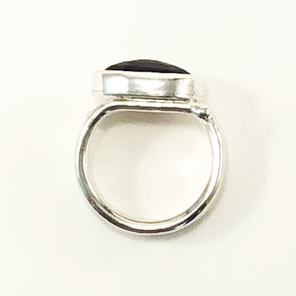 Sterling Solid Wrap Ring with Rose cut Dark Amethyst