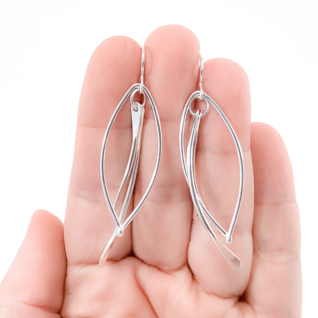 Small Sterling Paddle Bag Earrings by Judie Raiford