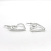 side angle view of Sterling Silver Small Curly Jane Heart Textured Earrings by Judie Raiford