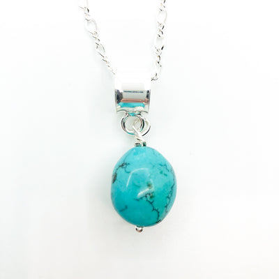 detail view of sterling silver Big Juicy Stone Necklace with Turquoise by Judie Raiford