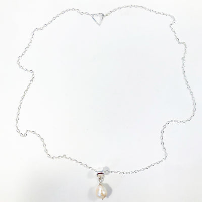 flat lay view of Big Juicy Pearl Necklace with White Baroque Pearl by Judie Raiford