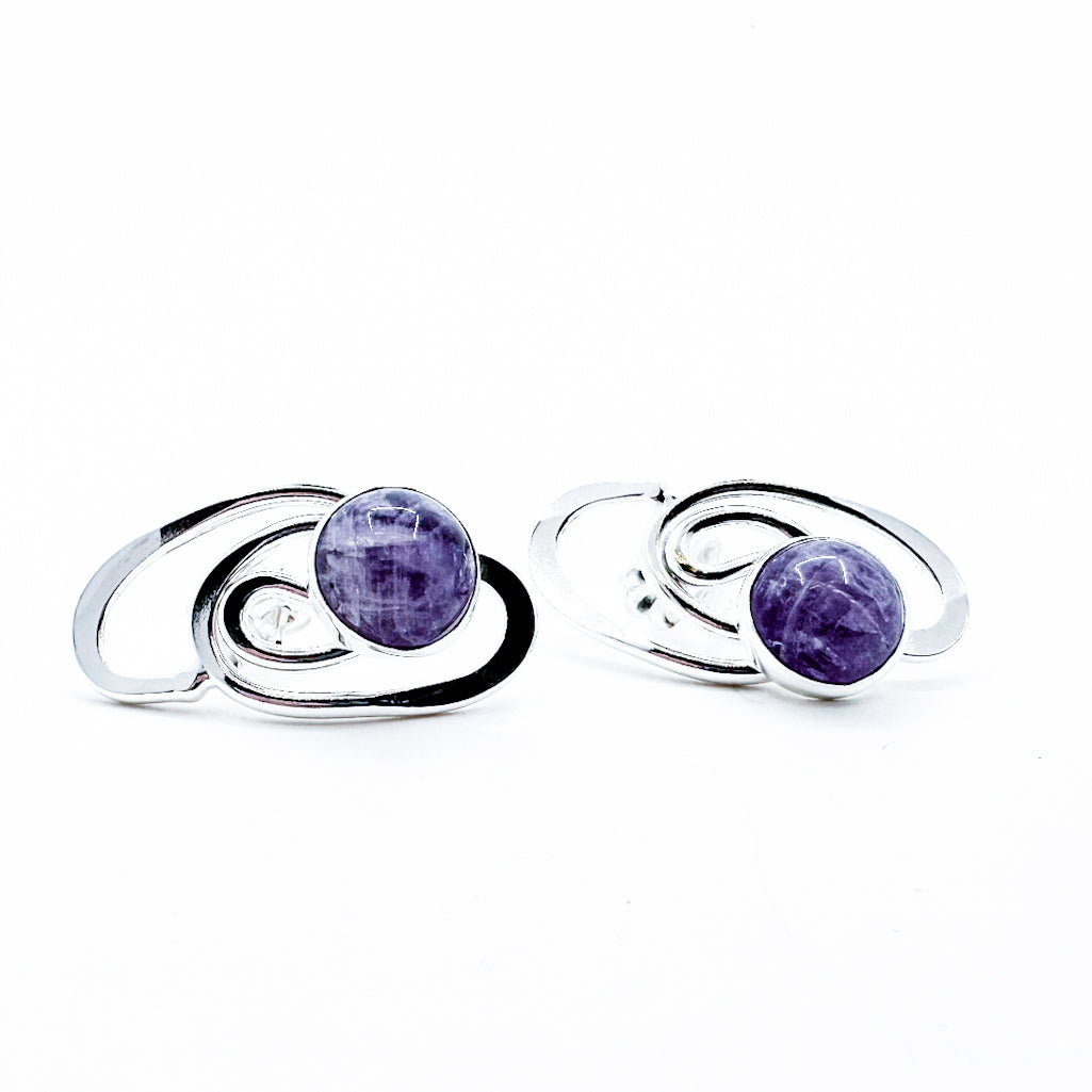 Sterling Classic Link Cape Amethyst Earrings