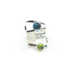 size 6.75 Sterling Wrap Ring with London Blue Topaz, Moonstone, and Peridot by Judie Raiford
