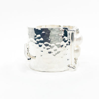 right side view of Sterling Sue Pearl Bracelet by Judie Raiford