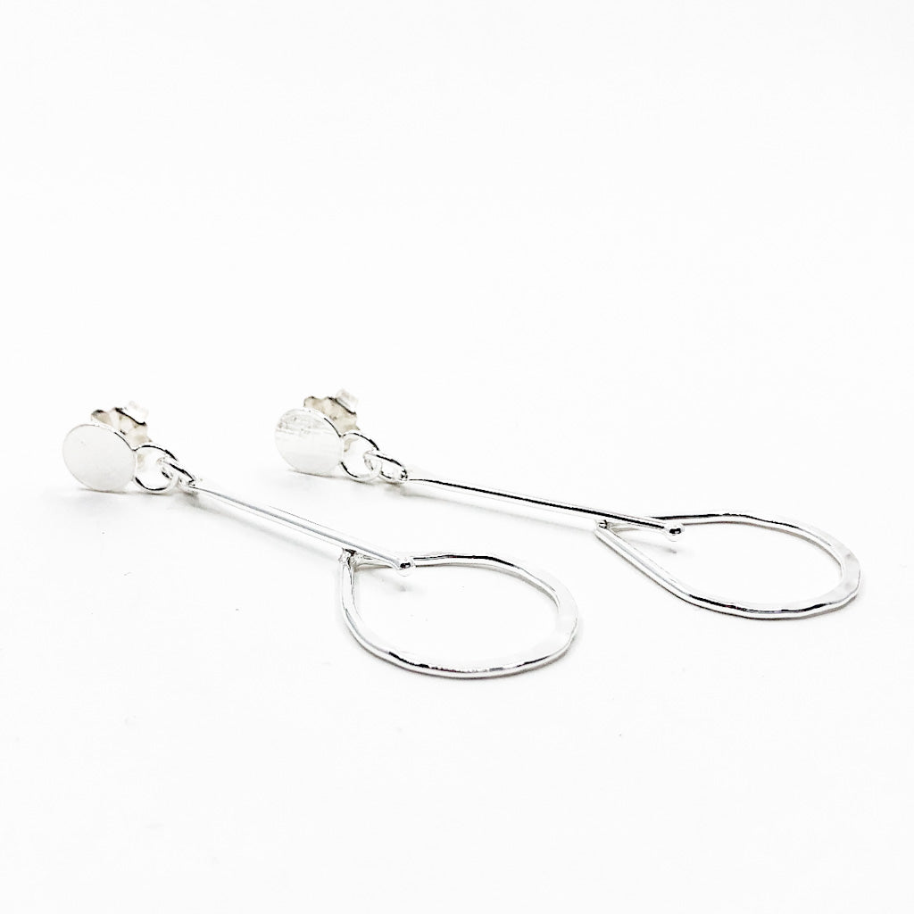 side angle view of Sterling Fat Bottomed Girl Earrings with Stick by Judie Raiford