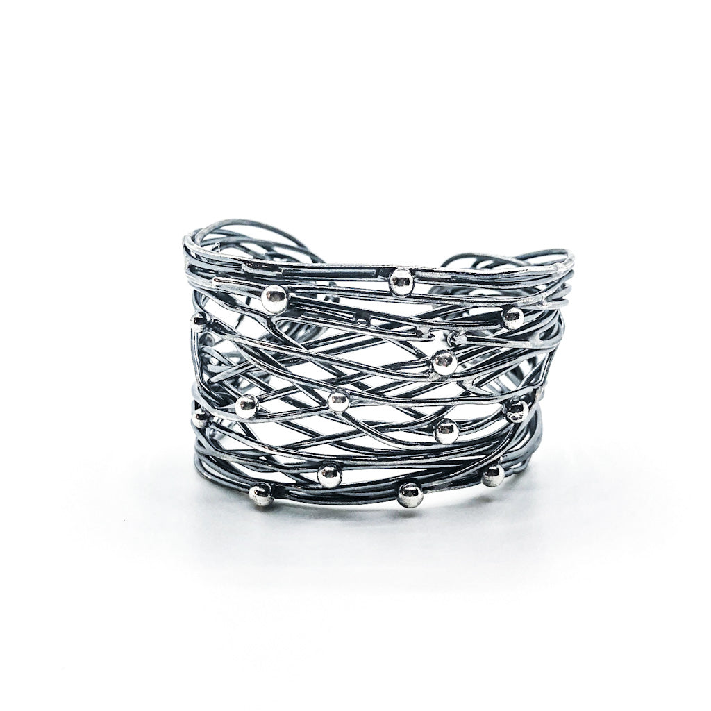 Oxidized Sterling Random Theory Cuff