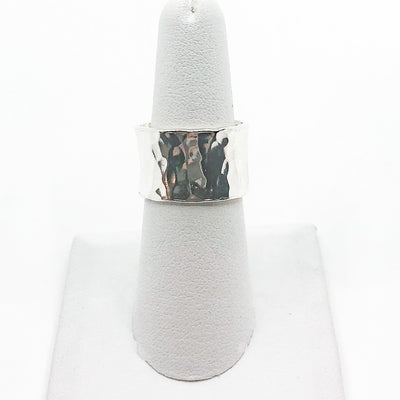 Sterling Anticlastic Ball Pein Hammered Band