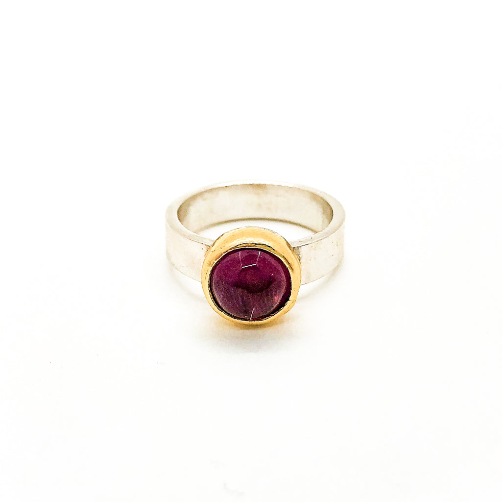 Sterling & 24K Pink Tourmaline Ring