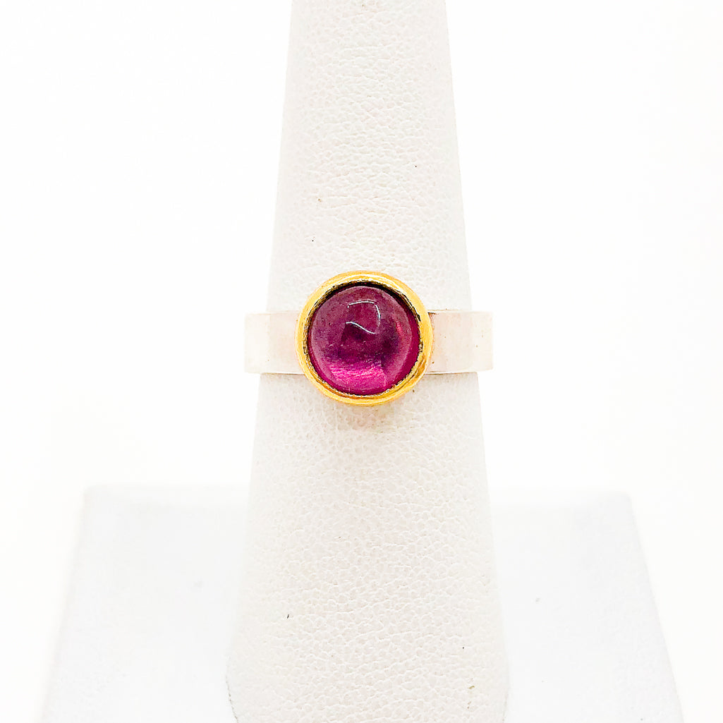 Sterling & 24K Pink Tourmaline Ring