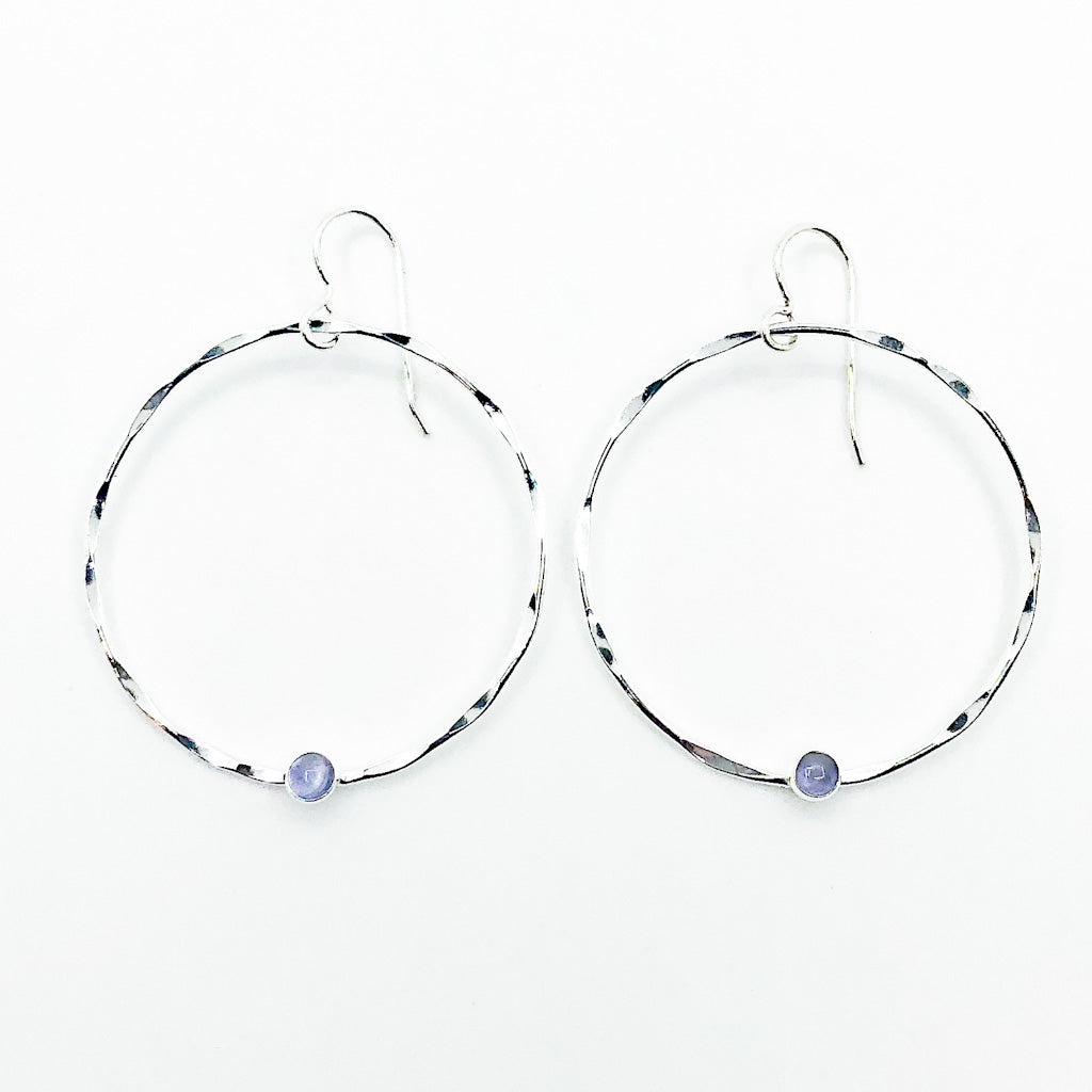 Sterling Orbit Earrings with Gemstone