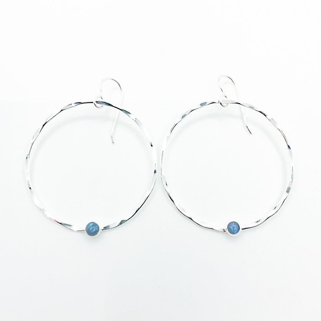 Sterling Orbit Earrings with Gemstone