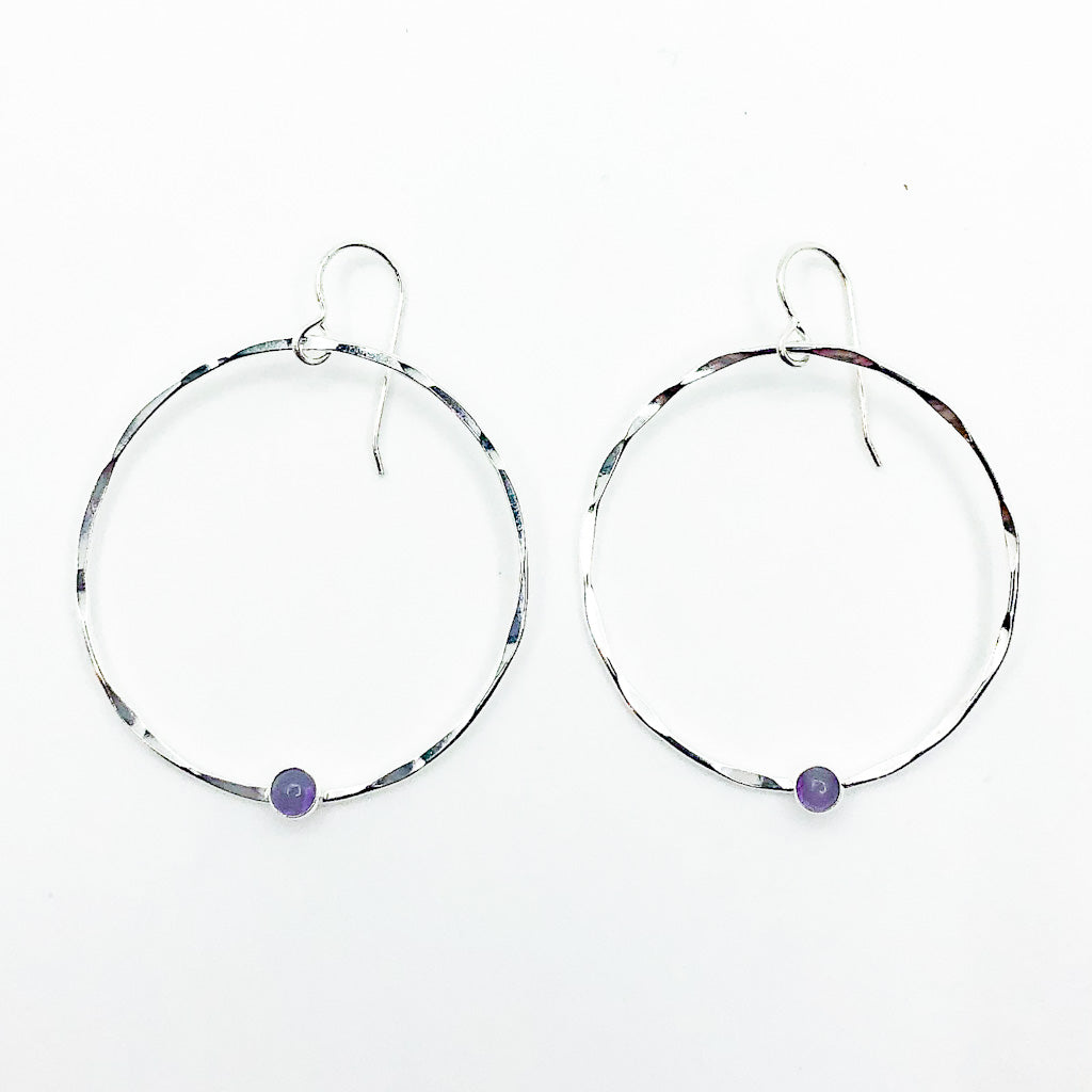 Sterling Orbit Earrings with Gemstone