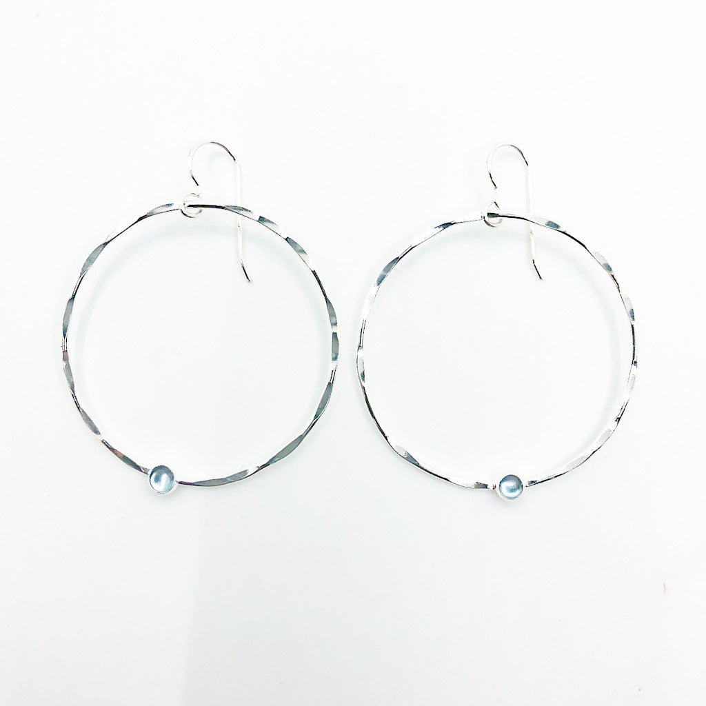 Sterling Orbit Earrings with Gemstone