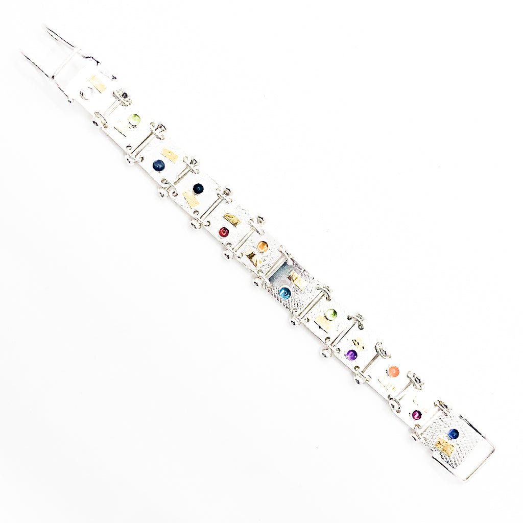 Argentium Silver and 24k Moore Bracelet with Gemstones