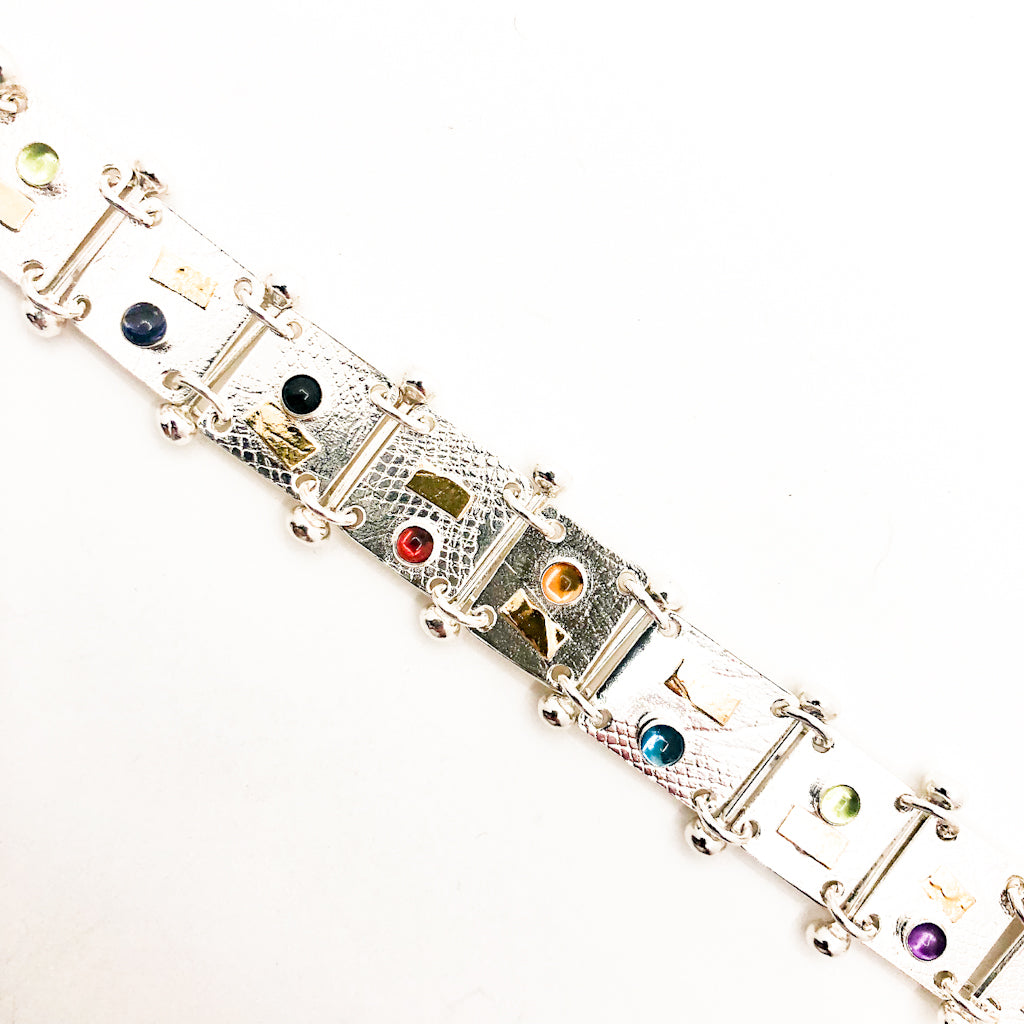Argentium Silver and 24k Moore Bracelet with Gemstones