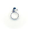 over top view of size 7.5 Sterling Silver Half Platter Ring with 14k and Blue Green Tourmaline by Judie Raiford