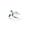 left side view of size 7.5 Sterling Silver Half Platter Ring with 14k and Blue Green Tourmaline by Judie Raiford