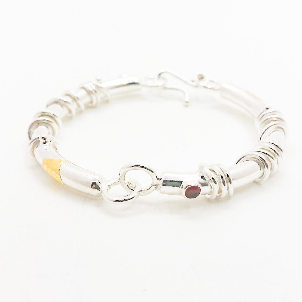 Hinged Bangle with Garnet by Judie Raiford