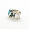 Sterling, 22k, 14k Opal Triplet Crotch Hugger Ring with Deckled Edge