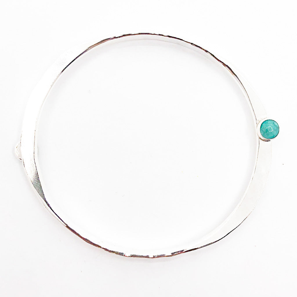 Sterling Naught Bangle with Turquoise Cabochons by Judie Raiford