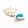 Sterling and 24k Blue Druzy Chrysachola with Pearl Necklace