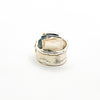 Sterling, 22k, 14k  Smokey Blue Tourmaline Crotch Hugger Ring with Deckled Edge