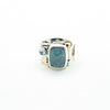 Sterling, 22k, 14k  Smokey Blue Tourmaline Crotch Hugger Ring with Deckled Edge