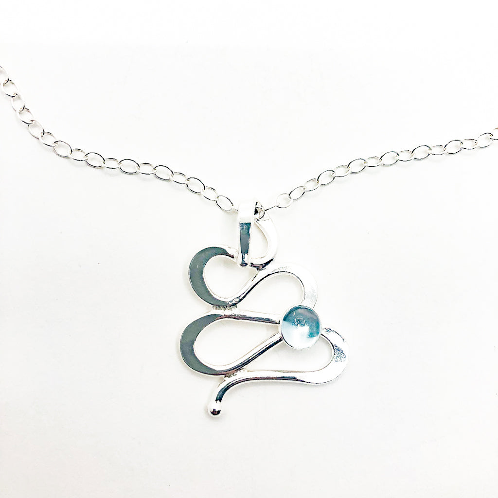 Sterling Touch of Romance Necklace with Swiss Blue Topaz