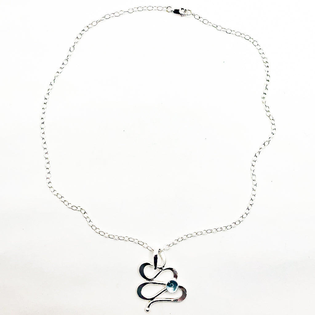 Sterling Touch of Romance Necklace with Swiss Blue Topaz
