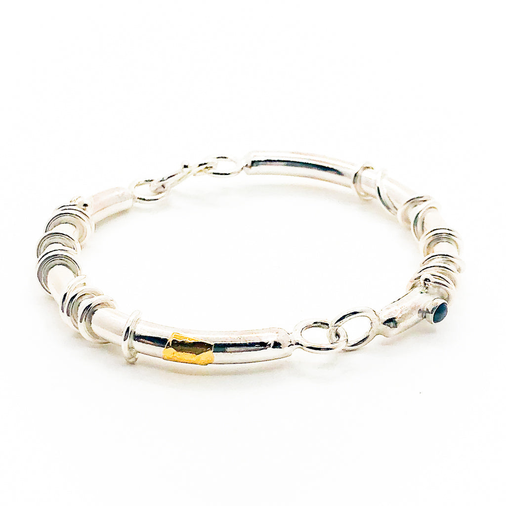 Hinged Bracelet with Gemstones