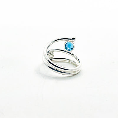 Sterling Bypass Ring with London Blue Topaz