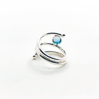 Sterling Bypass Ring with London Blue Topaz